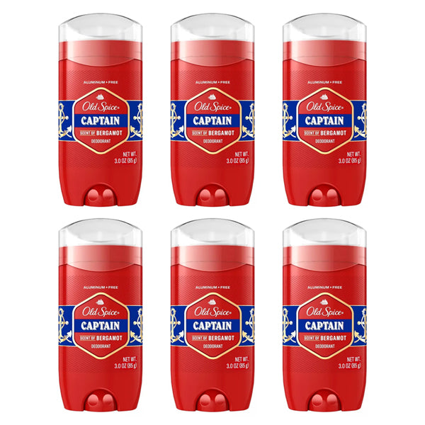 6 Pack - Old Spice Red Collection Captain Scent Deodorant for Men 3oz