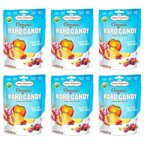 6 Pack - Torie & Howard Assorted Flavor Organic Hard Candy 3.5oz