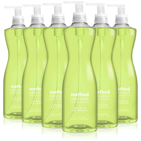 6 Pack - Method Gel Dish Soap Lime + Sea Salt 18oz