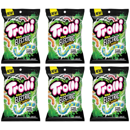 6 Pack - Trolli Electric Crawlers Gummy Worm Candy 4.25oz