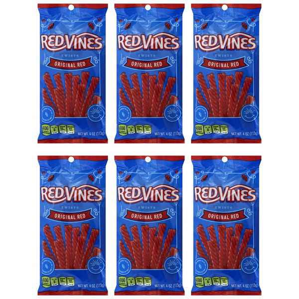 6 Pack - Red Vines Twists Original Red Licorice Candy 4.5oz Bags