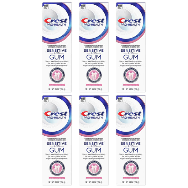 6 Pack - Crest Pro-Health Gum and Sensitivity, Sensitive Toothpaste 3.7oz