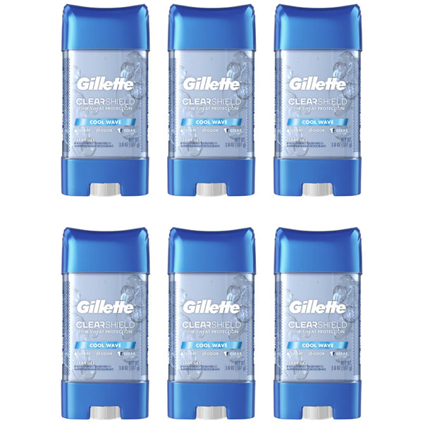 6 Pack - Gillette Clearshield Antiperspirant Deodorant for Men Cool Wave 3.8oz