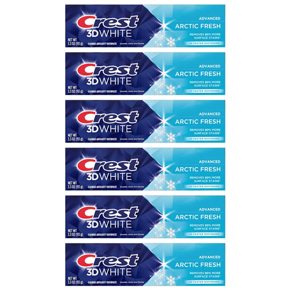 6 Pack - Crest 3D White Advanced Teeth Whitening Toothpaste Arctic Fresh 3.3oz