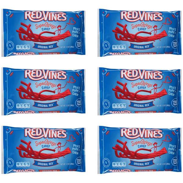 6 Pack - Red Vines Original Red Candy Super Strings 12oz