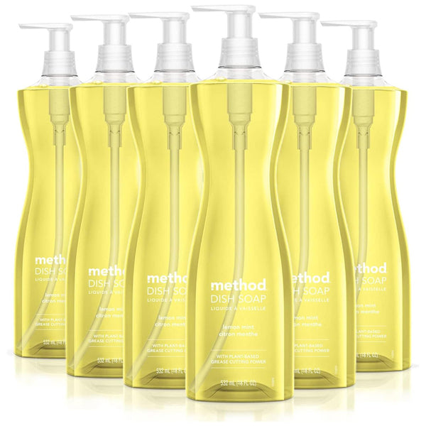 6 Pack - Method Gel Dish Soap Liquid Lemon Mint 18oz