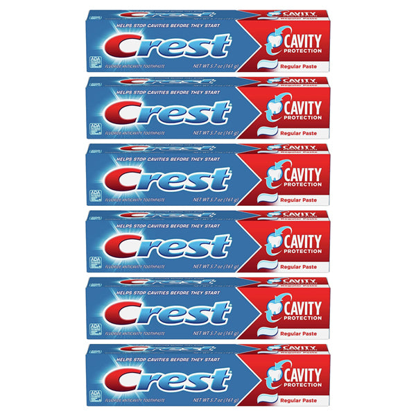 6 Pack - Crest Cavity Protection Toothpaste Regular 5.7 oz