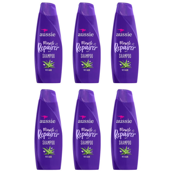 6 Pack - Aussie Miracle Repairer Shampoo with Aloe for All Hair Types 12.1 fl oz