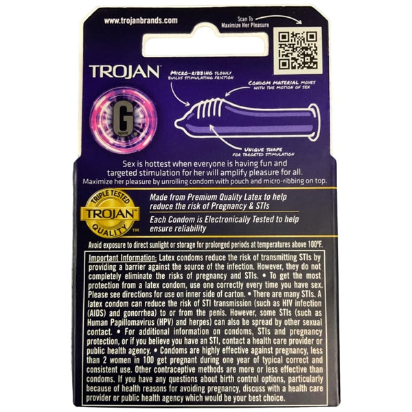 12 Pack - Trojan G-Spot Lubricated Condoms 3 Count Each