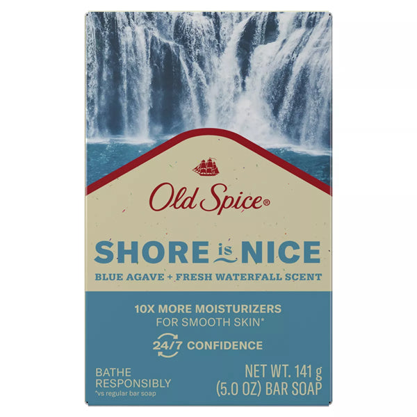 6 Pack - Old Spice Bar Soap Shore Is Nice Blue Agave + Fresh Waterfall