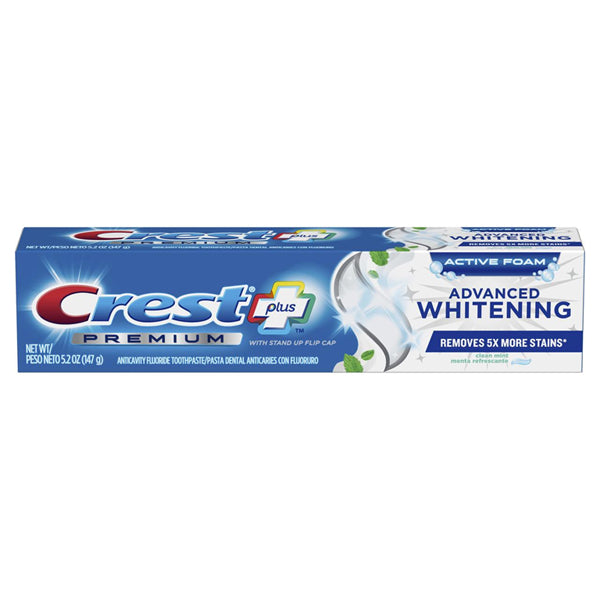 6 Pack - Crest Premium Plus Advanced Whitening Toothpaste with Fluoride Clean Mint 5.2oz