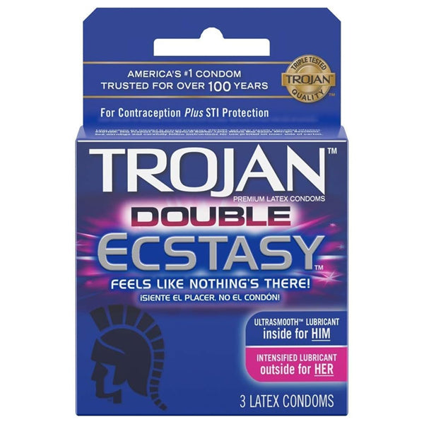 6 Pack - Trojan Double Ecstasy Ultrasmooth Lubricated Latex Condoms 3 Count Each