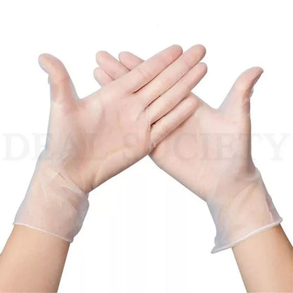 6 Pack - Clear Vinyl Powder-Free Large Disposable Gloves - 100 ct Each