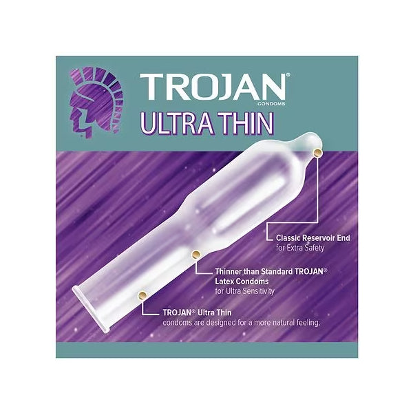 6 Pack - Trojan Condom Sensitivity Ultra Thin Spermicidal 3 Count Each