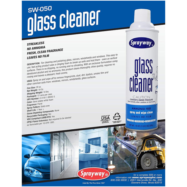 6 Pack - Sprayway Ammonia Free Glass Cleaner with Foaming Spray 19oz