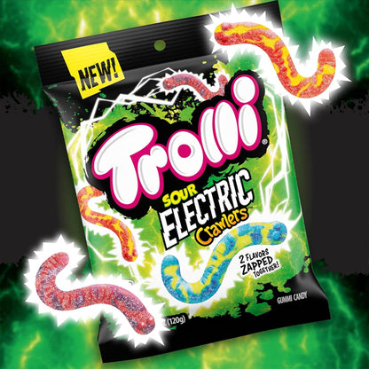 6 Pack - Trolli Electric Crawlers Gummy Worm Candy 4.25oz