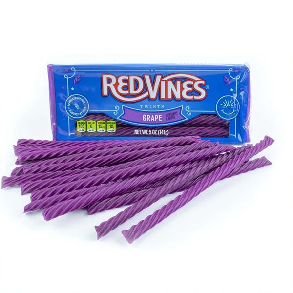 6 Pack - Red Vines Twists Grape Flavor Soft & Chewy Candy 5oz Tray