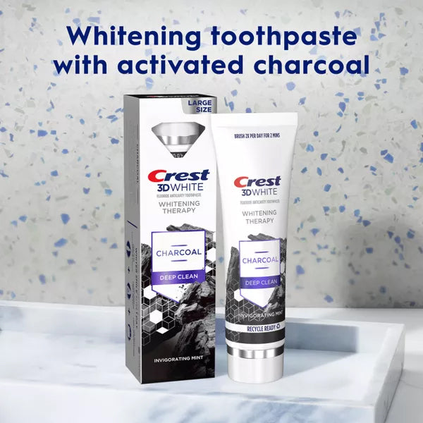 6 Pack - Crest 3D Whitening Therapy Charcoal Deep Clean Toothpaste 4.6oz