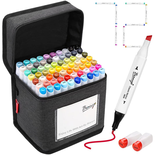 72 Colors Alcohol Based Dual Tip Art Drawing Markers Set with Black Travel Case