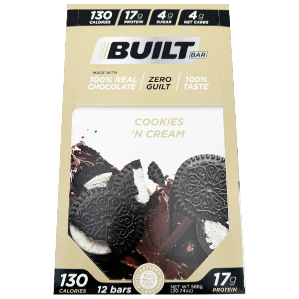 BUILT Protein Bars Gluten Free Cookies 'N Cream 12 Count