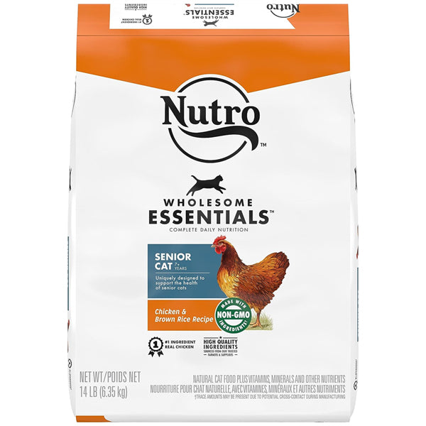 Nutro Senior Wholesome Essentials Senior Cat Natural Dry Cat Food Chicken & Brown Rice Recipe 14 lb. Bag