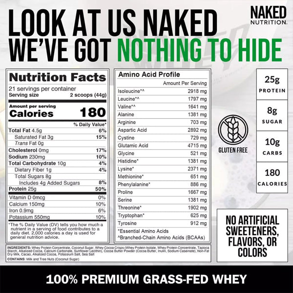 Naked Whey Cookies and Cream Grass Fed Whey Protein Powder 2lb