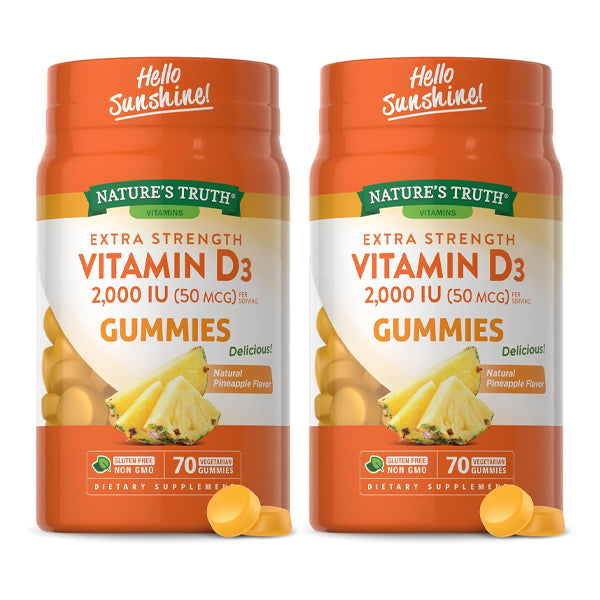 2 Pack - Nature's Truth Vitamin D3 Gummies 2000 IU Pineapple 20 Count