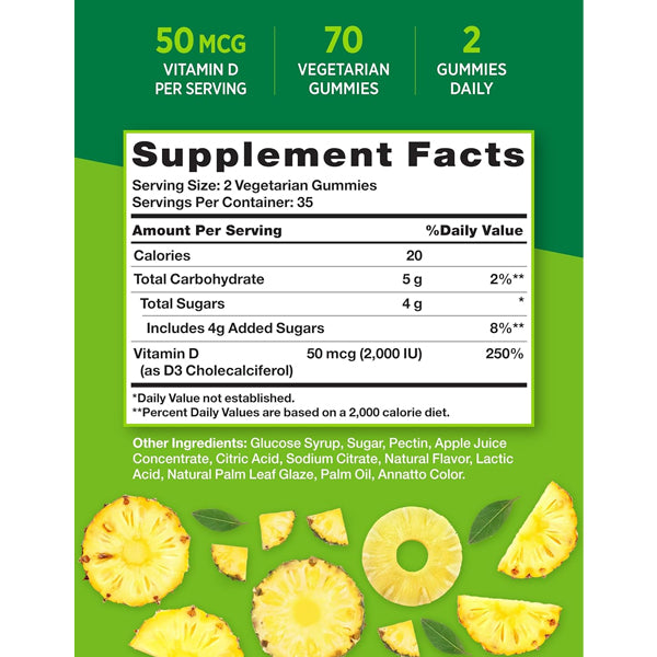 2 Pack - Nature's Truth Vitamin D3 Gummies 2000 IU Pineapple 20 Count