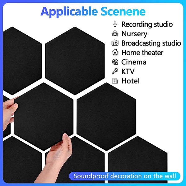 18 Pack Black Hexagon Acoustic Panels 12"X10"X 0.4" Self-Adhesive Soundproof Wall Panels