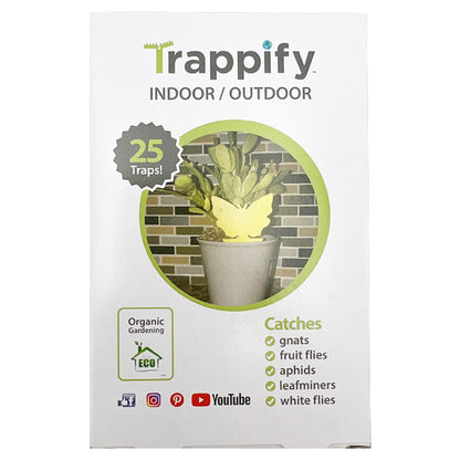 4 Pack - Trappify Sticky Butterfly Shape Gnat Traps for House Indoor - 100 Traps Total