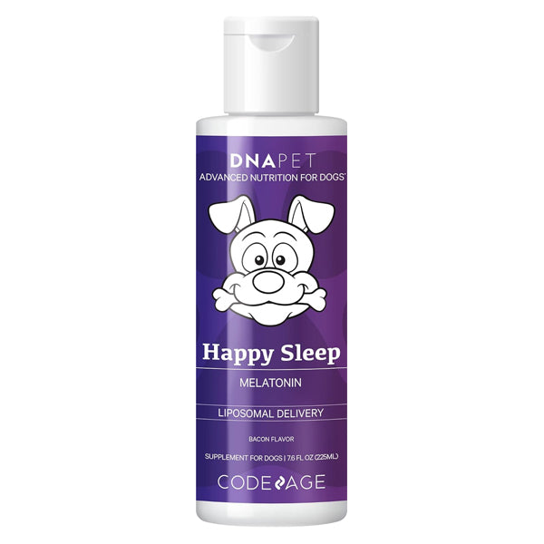 DNA PET Happy Sleep Melatonin Liquid Drops, Vitamin E Calm Formula 7.6oz