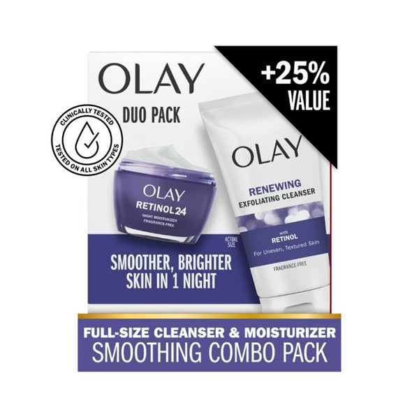 Olay Skin Care Retinol Duo Pack, Smoothing Face Moisturizer & Face Wash Anti-Aging, 1.7 oz