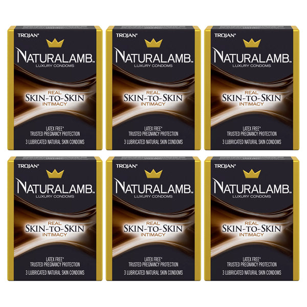 6 Pack - Trojan Naturalamb Latex Free Lubricated Condoms 3ct Each