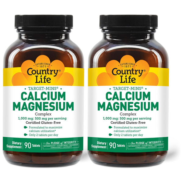 2 Pack - Country Life Target-Mins Calcium Magnesium Complex 90 Tablets