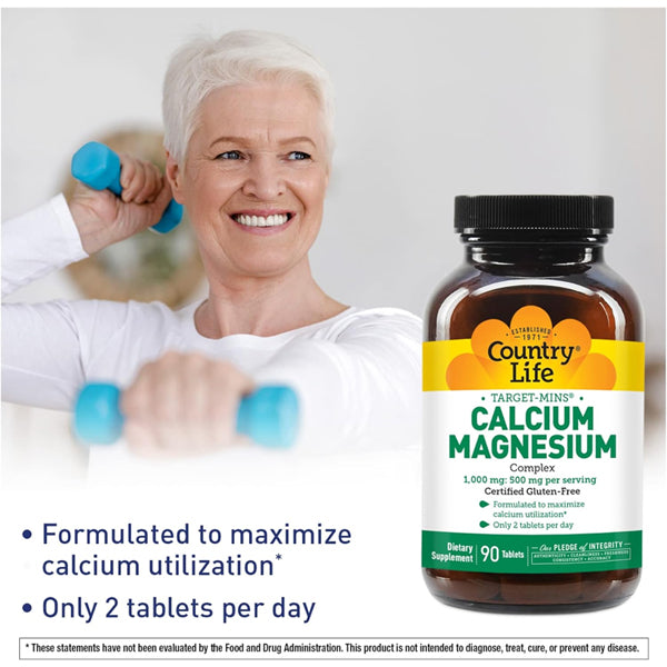 2 Pack - Country Life Target-Mins Calcium Magnesium Complex 90 Tablets