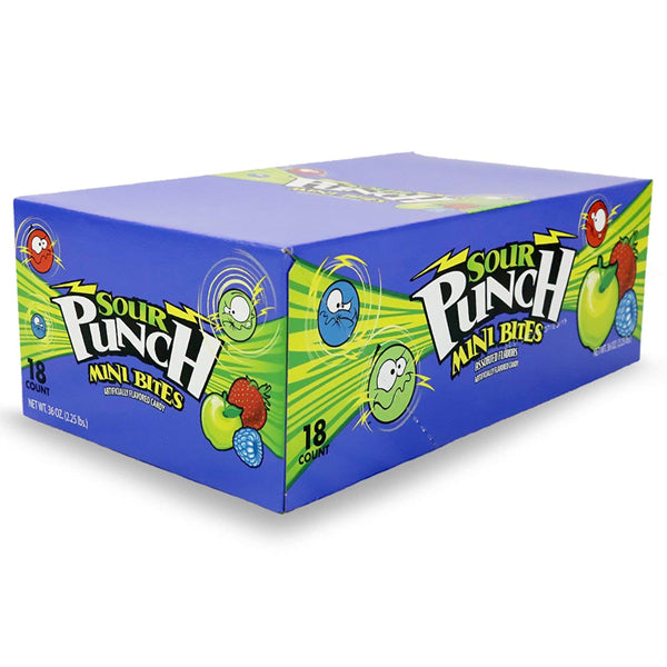 Sour Punch Mini Bites Assorted Flavor Sour Chewy Candy 18 Count