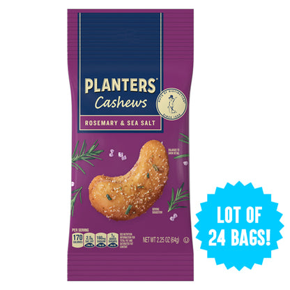 24 Pack - Planters Rosemary & Sea Salt Cashews 2.25oz Bags