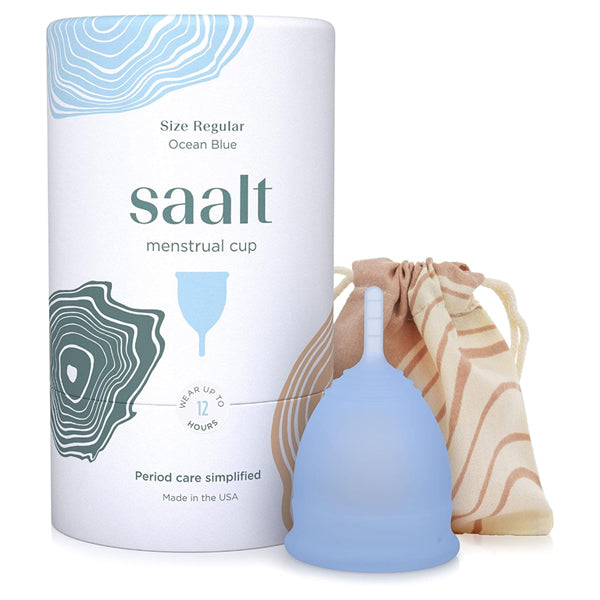 Saalt Regular Size Menstrual Cup Soft, Flexible, Reusable Ocean Blue Color