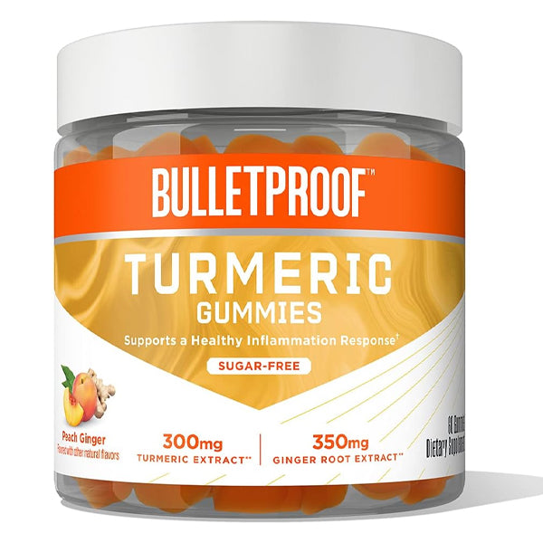 Bulletproof Sugar-Free Peach Ginger Turmeric Gummies 300mg 60 Count