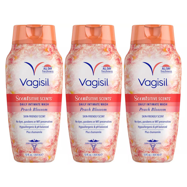 3 Pack - Vagisil Sensitive Scents Daily Intimate Feminine Wash Peach Blossom 12oz