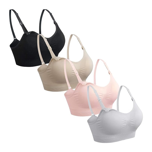 GXXGE 4 Pack Nursing Maternity Bra Seamless Silk XL