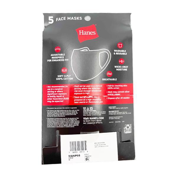 Hanes Cotton Fabric Reusable Washable Comfortable Face Mask - 2 Pack