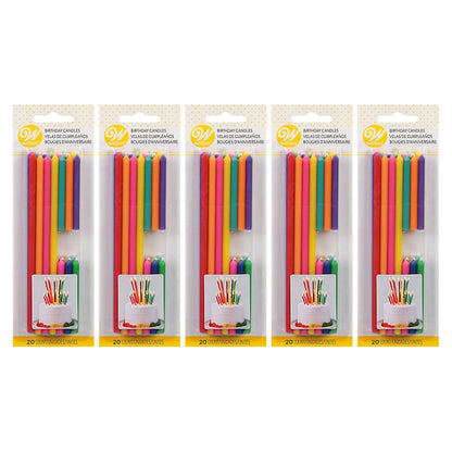 5 Pack - Wilton Birthday Candles - Tall & Short - 20 Count Each