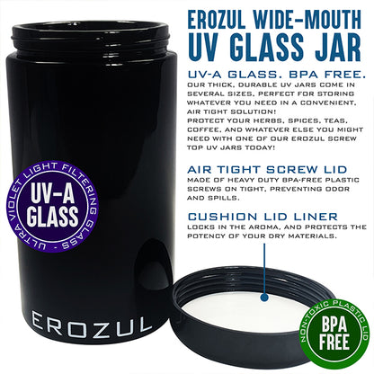 Erozul 60ml Screw Top Wide Mouth Glass UV Jar - 3 Pack