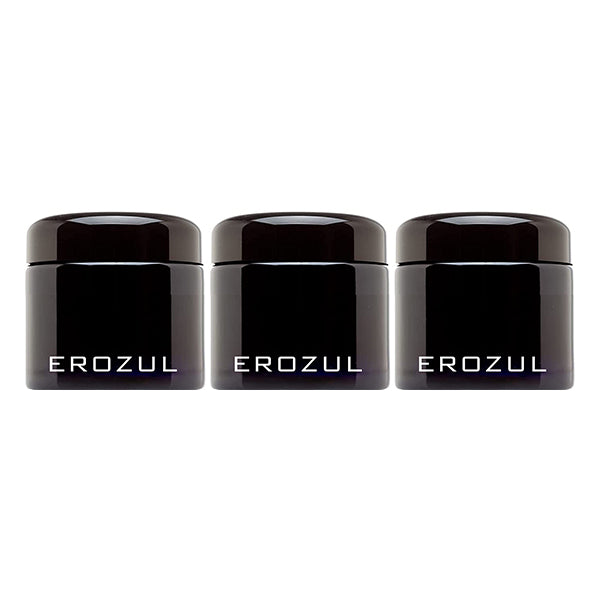 Erozul 60ml Screw Top Wide Mouth Glass UV Jar - 3 Pack